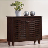 Wholesale Interiors Baxton Studio Winda Modern and Contemporary 2-Door Dark Brown Wooden Entryway Shoes Storage Cabinet - Baxton Studio