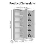 Madesa Wardrobe Armoire Closet Pantry Storage Cabinet with 4 Doors and 10 Utility Shelves 47" L Wooden Organization Unit for Bedroom, Office, Laundry Room, Kitchen, and Garage (White) Madesa