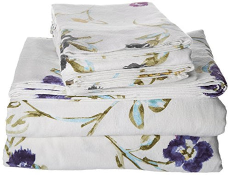 Tribeca Living Floral Garden Printed 170-Gram Deep Pocket Flannel Sheet Set Full Tribeca Living