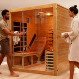 Smartmak Far Infrared 2 Person Recliner Sauna Room, Indoor Traditional Sauna Room, 10 Heating Panels, 7 Color Light, Oxygen Bar, Bluetooth Speaker (220V, 3400W) (Cedar, 3 Person) Smartmak