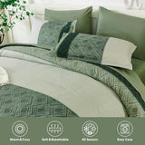 Dinjoy Green King Size Comforter Set,Striped Bed in a Bag King 7 Pieces Soft Microfiber Bedding Comforters Sets Boho Bed Complete Set for Summer All Season Dinjoy
