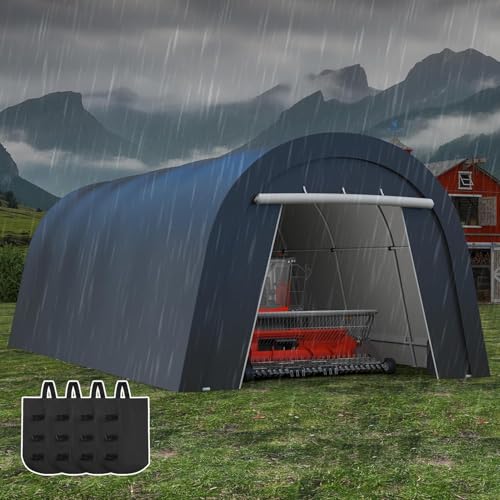 FansaFurn Heavy Duty Carport with 4 Cloth Bags, All-Weather Portable Garage with 2 Roll-up Doors, Car Canopy Storage Shelter Shed for Boat, Truck, or Garden Tools, 12' x 25' FansaFurn