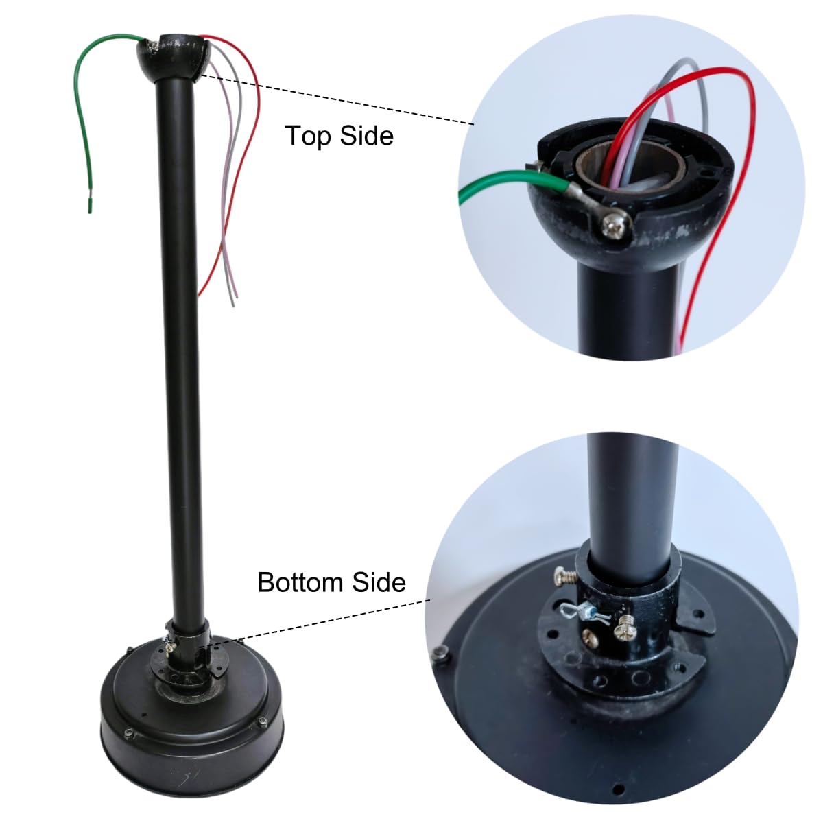 Steerg 36 inch Downrod included 5 20-AWG Extension Wire for Ceiling Fans Down Rod, Unthreaded, Dia 1.02'', Black Steerg