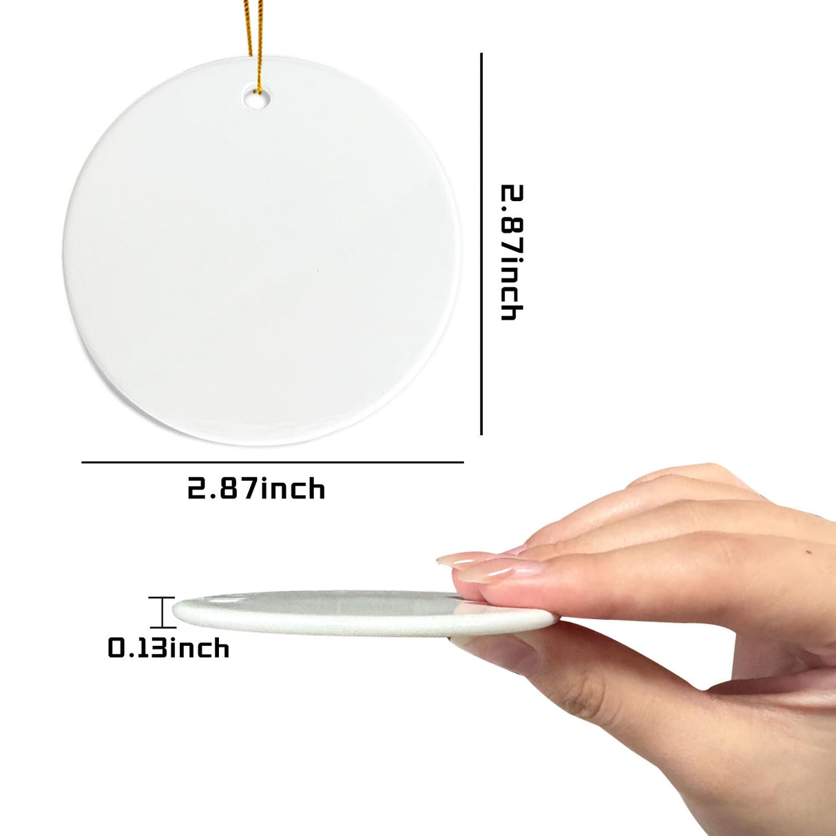 Sublimation Ceramic Ornaments, Round Porcelain Discs, Bulk Blanks for DIY Heat Press, Personalized Xmas Tree Ornament, White (4, Round) WTQR