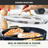 GreenPan Reserve Hard Anodized Healthy Ceramic Nonstick, 11" Grill Pan with Lid, Gold Handle, PFAS-Free, Dishwasher Safe, Black GreenPan