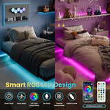 SHA CERLIN Floating Bed Frame Twin Size with Smart LED Lights and Charging Station, Heavy Duty Metal Platform Bed with Modern Design,No Box Spring Needed, Easy Assembly, Matte Black SHA CERLIN