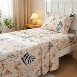 JSD Boho Floral Printed Sheet Set Twin Size 3 Piece, Soft Botanical Pattern Microfiber Sheets Extra Deep Pocket JSD