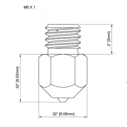 DUROZZLE Diamond PCD Tip MK8 Nozzle 0.4mm for Ender 3, CR-10, Elegoo Neptune 3, Sovol SV06 3D Printer and More, Hardened High Precision (MK8, 0.4mm) - WoodArtSupply