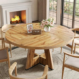 LITTLE TREE Round Dining Table for 4-6 People, 47 Inches with Wooden Pedestal Base, Modern Dinner Table for Dining Room, Kitchen, Living Room LITTLE TREE