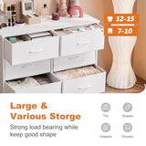 Sweetcrispy Dresser for Bedroom with 6 Storage Drawers, Fabric Storage Tower Organizer, Chest of Drawers with Metal Frame Wooden Top for Closet, Living Room, Entryway, White Sweetcrispy