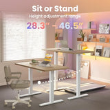 HUANUO 63 x 28 inch Electric Standing Desk Adjustable Height, 4 Memory Height Settings, Sit Stand Up Desk for Home Office & Computer Workstation, Light Walnut HUANUO