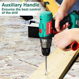 Cordless Hammer Drill Driver 18V, HYCHIKA 400 In-lbs Torque Power Drill with Auxiliary Handle, 1/2” Metal Chuck, 2.0Ah Battery, 1H Fast Charger, 21+3 Clutch, LED Light for Drilling Wood Metal Wall HYCHIKA BETTER TOOLS FOR BETTER LIFE