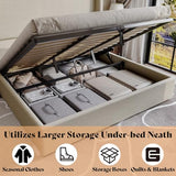 AMERLIFE Lift Up Storage Bed King Size Linen Upholstered Platform Bed Frame, Hydraulic Storage,Modern Wingback Headboard, No Box Spring Needed, Khaki AMERLIFE