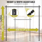 Room Divider, No Drilling Curtain Rod for Room Separation, 4-10ft(H) 29-73"(W) Adjustable Wall Divider, Heavy Duty Floor to Ceiling Tension Rod Space Partition Privacy Separator for Dorm Office, Black Yettsoy