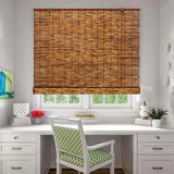 TOOKNIN Bamboo Roll-Up Window Blinds - Set of 2, 47" W x 71" H Brown Bamboo Shades for Enhanced Privacy and Sun Protection TOOKNIN