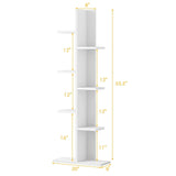 Tangkula 8 Shelf Bookshelf, Wood Tree Bookcase with 8 Book Shelf, 20 x 8 x 55.5 Inch, Freestanding 8 Tier Storage Display Shelf with Anti-toppling, Corner Shelf for Living Room Home Office (White) Tangkula