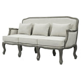Acme Furniture Upholstered Sofa with Nailhead Trim, Cream and Brown Acme