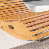 Outsunny Outdoor Rocking Chaise Lounge Chair, S Shape Wooden Rocking Chair with Slatted Seat and High Back, Rocking Patio Lounger for Porch, Backyard, Garden, Light Brown