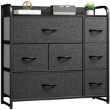 DWVO 7 Drawers Dresser, Organizer Unit for Bedroom, Fabric Dresser Storage Tower for Hallway, Entryway, Closets, Sturdy Steel Frame, Wooden Top DWVO