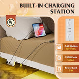 WLIVE Floating Queen Bed Frame, 1500Lbs Heavy Duty Metal Platform with LED Light and Charging Station, No Box Spring Needed, Easy Assembly, No Noise, Queen Size, Black, White WLIVE