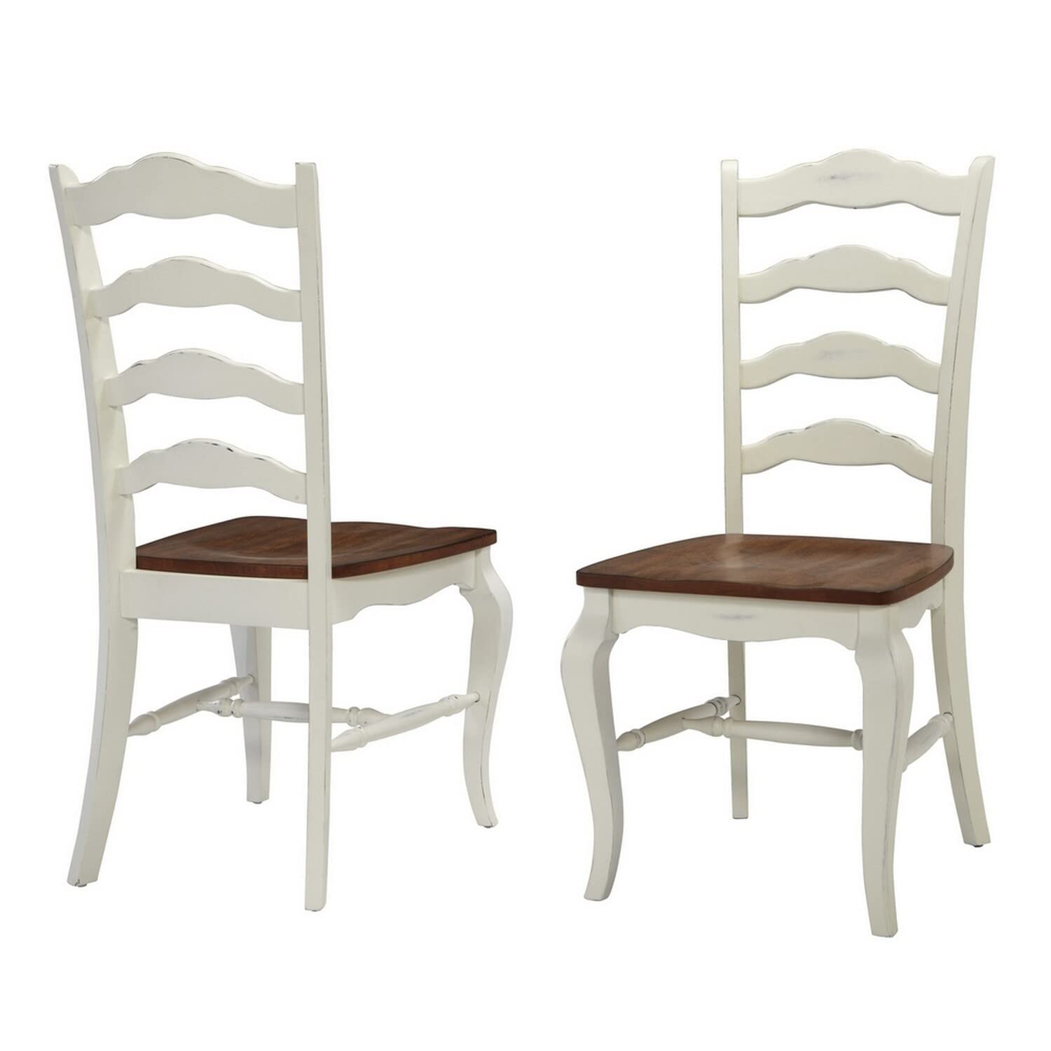 Home Styles French Countryside Oak/White Pair of Chairs with Distressed Oak and Rubbed White Finish 16.5D x 17.75W x 18H in - WoodArtSupply