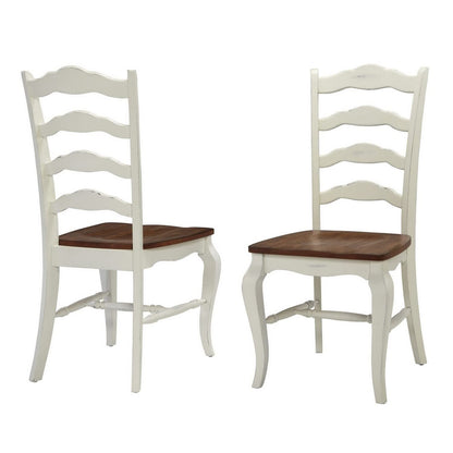 Home Styles French Countryside Oak/White Pair of Chairs with Distressed Oak and Rubbed White Finish 16.5D x 17.75W x 18H in - WoodArtSupply