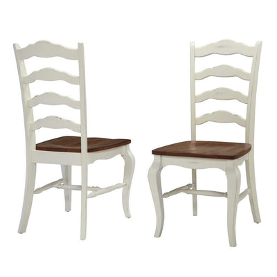 Home Styles French Countryside Oak/White Pair of Chairs with Distressed Oak and Rubbed White Finish 16.5D x 17.75W x 18H in