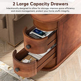 LITTLE TREE Wood End Table with 2 Drawers Sofa Side Table, No Assembly Required Vintage Slim Nightstand Bedside Table for Bedroom LITTLE TREE