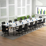 Tangkula 60" Conference Desk Set of 6, Modern Boardroom Desk with Storage Bag, Headphone Hook, Sturdy Metal Frame, Rectangular Seminar Table with Charging Station Tangkula