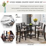 Bellemave Counter Height Dining Table Set for 4 with Storage 5 Piece High Top Table and Chairs Wood Square Kitchen Table and Chairs (Espresso) Bellemave
