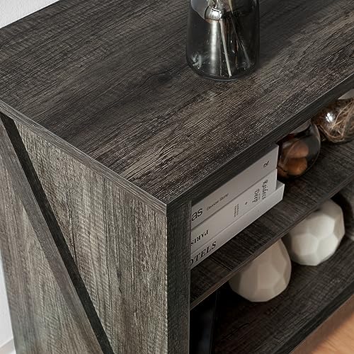 AMERLIFE Fireplace TV Stand, Wood Texture Entertainment Center with 23" Electric Fireplace, Farmhouse Entertainment Stand Media TV Console for TVs Up to 80", 70 inches, Rustic Grey AMERLIFE