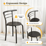 Shahoo 3-Piece Wooden Dining Table Set, Kitchen Breakfast Nook Sets with 2 Chairs & Round Tabletop, Space Saving Furniture Metal Frame and Built-in Wine Rack, Black Shahoo