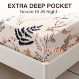 JSD Boho Floral Printed Sheet Set Twin Size 3 Piece, Soft Botanical Pattern Microfiber Sheets Extra Deep Pocket JSD