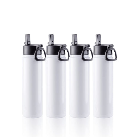 PYD Life 4 Pack Sublimation Blank Tumbler 22 OZ Sports Wide Mouth Stainless Steel Water Bottle Vacuum Flask with Straw and Portable Handle for Tumbler Press Machine Sublimation Print PYD Life