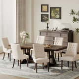 COLAMY Fabric Side Dining Chairs Set of 6, Wingback Upholstered Dining Room Chairs with Tufted Button, Living Room Chairs for Home Kitchen, Beige COLAMY