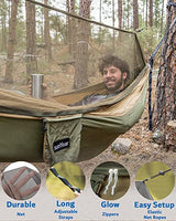 Sunyear Hammock Camping with Rain Fly Tarp and Net, Portable Camping Hammock Double Tree Hammock Outdoor Indoor Backpacking Travel & Survival, 2 Tree Straps,100% Waterproof Green Bundle Sunyear