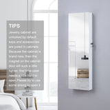 GISSAR Full Length Mirror Jewelry Cabinet, 6 LEDs Jewelry Armoire Wall Mounted Over The Door Hanging, Jewelry Organizer Display Storage Furniture with Lights Locker Mirrored Cabinet, White GISSAR