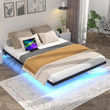 Aelawe Floating Bed Frame Queen Size with LED Lights and Charging Station, Metal Platform Bed, Easy Assembly No Box Spring Needed Aelawe