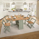 SECONIQUE Santos Butterfly Dining Set – 4 Assembled Foldable Chairs + 1 Folding Table – Space-Saving Table with Nesting Chairs - Compact and Easy to Assemble - Green & Rustic Pine Wood SECONIQUE