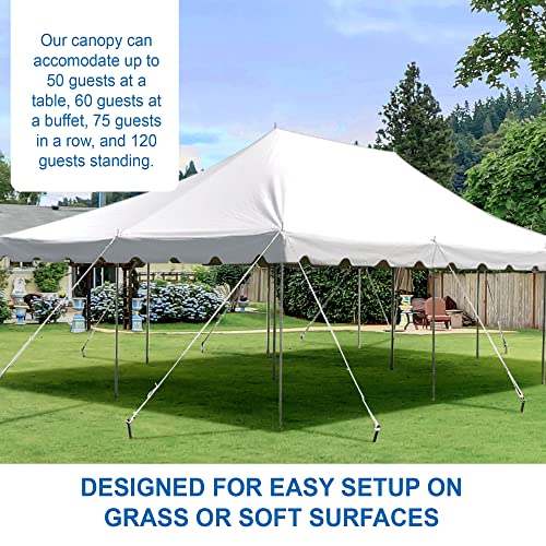 Party Tents Direct 20'x30' Canopy Tent, Weekender Canopy Pole Tent, Easy Up with Heavy Duty PVC White Top, 120 Person Capacity, Outdoor Canopies, Tents for Parties, Weddings & Events - WoodArtSupply