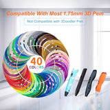 Kretrum 3D Pen Filament Refills 40 Colors, 3D Printer PLA 1.75mm Filament,Each Color 3M, Total 120M (394 Feets), Sparkly Glitter Transparent Glowing Filament, Compatible with MYNT3D SCRIB3D 3D Pens Kretrum