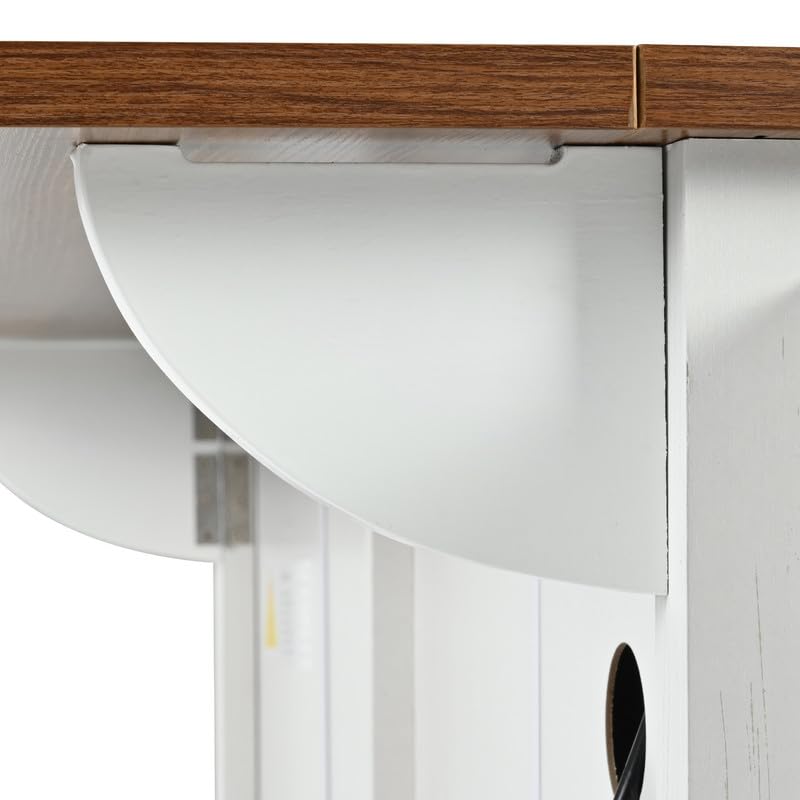 53.5''Farmhouse Kitchen Island with Power Outlet, Kitchen Storage Island with Drop Leaf, Spice Rack and Drawer, Rolling Kitchen Cart on Wheels, for Home, Kitchen and Dining Room HomeGearTech