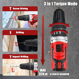 Cordless Drill Set, 20V Power Drill Kit with 2 X 2.0AH Battery, 44pcs Drill/Driver Bits, 1 Box Screws, Bubble Level, 3/8'' Chuck Electric Drill, 32NM, 21+3 Position, 2 Variable Speed KITLUCK