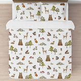 Sweet Jojo Designs Woodland Forest Animals Boy Girl Gender Neutral Unisex Queen Comforter Set Full Size Bedding Kids Teen Adult Bed Room 3pc Brown Bear Owl Animal Print Tree Deer Bunny Taupe Friends Sweet Jojo Designs
