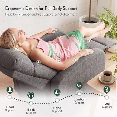 HAPPYMONT Recliner Chair, Recliner Sofa Fabric for Adults, Recliners Home Theater Seating with Lumbar Support, Reclining Sofa Chair for Living Room, Gray HAPPYMONT