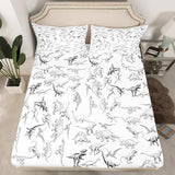 Feelyou Dinosaur Bed Sheets Set King Size 3D Digital Print Sheet Set for Kids Boys Girls Decor Jungle Dino Sheets with Deep Pocket Fitted Sheet Wild Animal Black and White Bedding Set Bedroom Feelyou