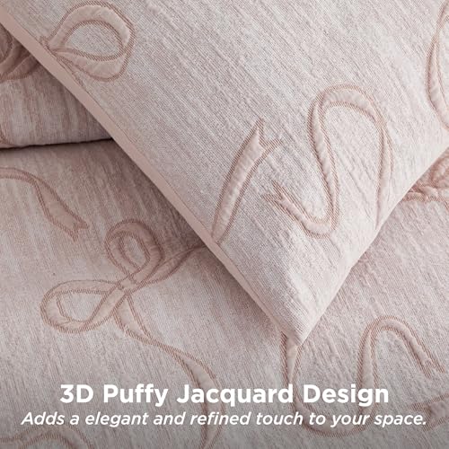 Bedsure Pink Comforter Set Queen, GentleSoft™ 3 Pieces Breathable Bow Comforter Set Women Girls with 2 Pillow Shams, Cute Queen Bedding Sets Pink Room Decor Aesthetic Bedroom Decor, 90x90 Inches Bedsure