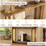 Tarnorci Farmhouse Console Table, 55inch Wood Vintage Console Table Narrow Sofa Tables Hallway Tables for Entryway, Living Room, Foyer Tarnorci