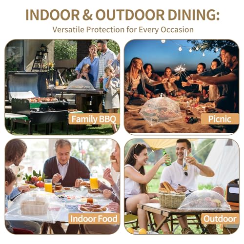 NEPAK 6 Large and Tall Food Covers, 17"x17" Food Tents Food Covers for Outdoors,Pop-up Mesh Food Covers Nets for Outside,Screen Tents,Parties Picnics, BBQ,Reusable and Collapsible NEPAK
