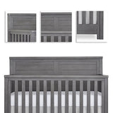 Evolur Belmar Flat 5-in-1 Convertible Crib in Rustic Grey, Features 3 Mattress Height Settings, Greenguard Gold Certified, Made of Kiln-Dried Hardwood Evolur